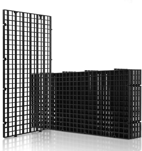 LINLAN 6 Pieces 5.9x11.8in (15X30cm) Aquarium Grid Plastic, Fish Tank Divider, Egg Crate for DIY Filtration and Bottom Protection in Aquascaping (Black-No Accessories)