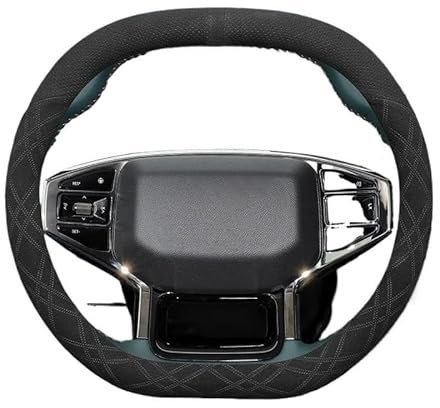 Funda de Volante de Piel sintética para Chery Jetour para Traveler T2 2023 2024 Accesorios de modificación de diseño Interior Protector de Gamuza para Volante de Coche(Black)