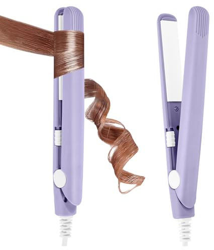 LOPHE Piastra per Capelli da Viaggio, Piastra per Capelli Portatile, Compatta, Leggera, Rivestimento in Ceramica, Temperatura 190°C, per Capelli Corti e Frange, Viola