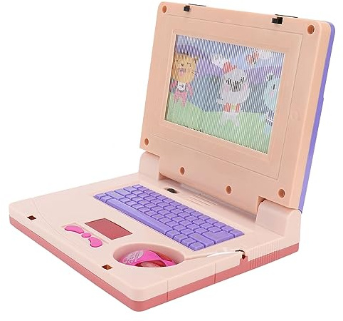 BSTCAR Niños Aprendizaje Ordenador portátil Interactivo Educativo Juguete LED Música Electrónica Juguete Ordenador para Niños Bebé (Ratón retráctil púrpura)