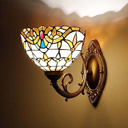 GAUUA Tiffany Estilo De Pared, Vidrio De 20 Cm Sombra, Base De Metal, Luminarias Decorativas Victorianas para La Sala De Estar Dormitorio Casa De Campo Lámpara Al Lado De La Cama