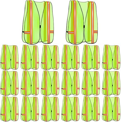 Unittype 20 Packs High Visibility Vest Safety Reflective Unisex High Visibility Mesh Vest Work and Traffic Safety Equipment(Fluorescent Green)