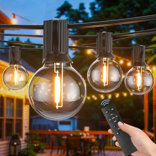LONIUTO Guirlande Lumineuse Exterieure 15M avec Télécommande, Guirlande Guinguette avec 25+2 G40 LED Ampoules, Dimmable, Étanche Chaîne Lumiere Exterieur pour Patio Terrasse Fête Mariage