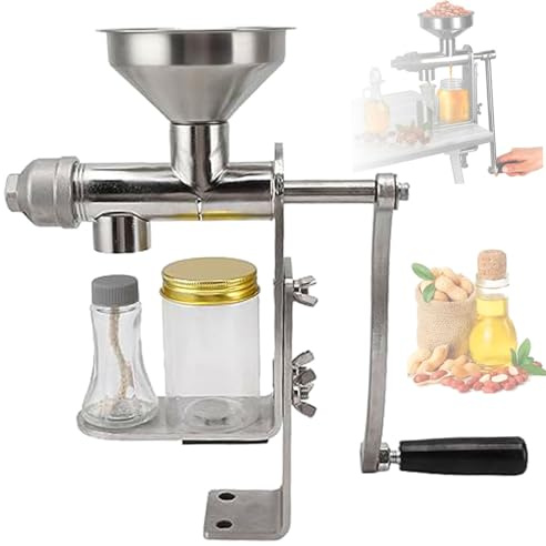 Oil Press Machine, Manual Oil Extractor Machine,Household Small Stainless Steel Hot Cold Oil Press Maker,DIY Oil Extraction Pressing Tool,For Peanut Nuts Seed