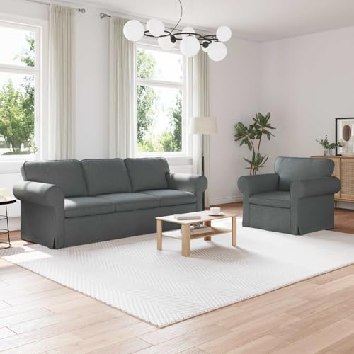 Faucqir hörnsoffa 2-delad mörkgrå 215 x 82 x 80 cm tyg, modern design, hållbar metallram, bekväm stoppning, flexibelt arrangemang, perfekt för vardagsrum och gästrum