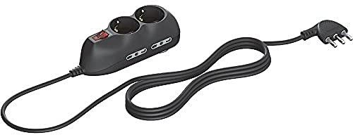 BTicino 3696GB Ciabatta Multipresa Compatta Slot6 con Interruttore Luminoso, 4 Prese Bipasso, 10/16A e 2 P30, Spina 16A, 3500 W, 250 V, Nero