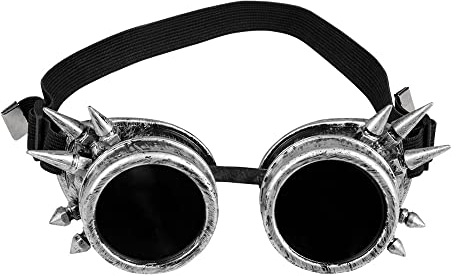 Boland - Occhiali cyberpunk, retrò, spacy, steampunk, spine, elastico, carnevale, halloween, festa in maschera, festa a tema, accessori per costumi