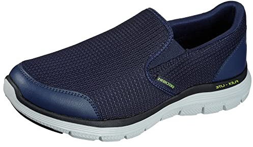 Skechers Men's Flex Advantage 4.0 Tuscan Sneaker, Navy Mesh Pu Lime Trim, 9.5 UK