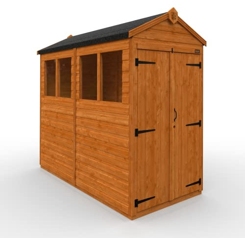 TigerFlex Shiplap Apex Double Door Windows Wooden Garden Shed 8 x 4 ft Red Cedar