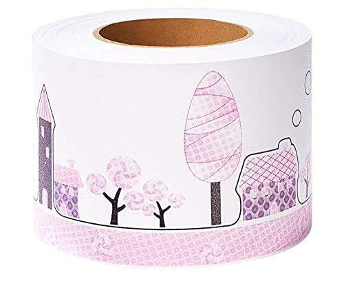 Dostear Bordi Greche Pannelli Adesivi Bordo Adesivo per Pareti Striscia Adesiva Muro Decorativa Greca Adesiva per Parete Maniero dei cartoni animati 10 X 500cm