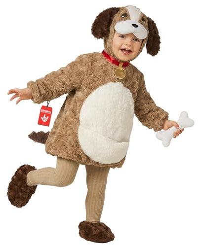 Morph Brun Valpkostym för Barn - Hundkostym med Huva, Hängande Öron, Svans & Fotöverdrag, Halloween Bokdag