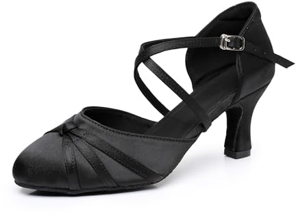 Latin dansskor för kvinnor Salsa Tango Waltz sociala dansskor för damer dansskor 5/7 cm klack 2,5'-6', Svart 7 cm klack Az02, 41 EU