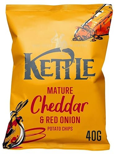Kettle Potato Crisps 18x40g Full Box (Mature Cheddar and Onion)