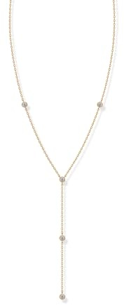 PAVOI 14K Yellow Gold Plated Lariat Station Necklace for Women - Simulated Diamond & Cubic Zirconia Necklace
