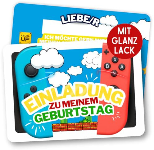 ZETTMANN® 12 Gaming Einladungskarten Kindergeburtstag Junge Mädchen - die Gamer Party Karten sind die Gamer Einladung für Jungen Mädchen Kinder Geburtstag Einladung Videospiel Game-Controller
