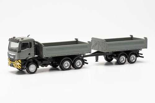 herpa LKW Modell Man TGS NN Baukipper-Hängerzug, Miniatur im Maßstab 1:87, Sammlerstück, Made in Germany, Kunststoff