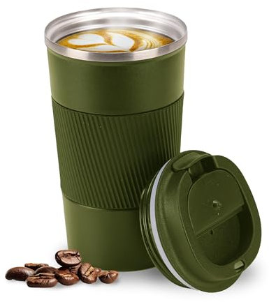 Smarthers Termo Café o Te - Taza Termo Cafe para Llevar, Vaso Termico con Mantenimiento de Frío y Calor 4-6 Hrs, Taza Térmica de Acero Inoxidable BPA Free, Vaso Café para Llevar, vaso termico duradero