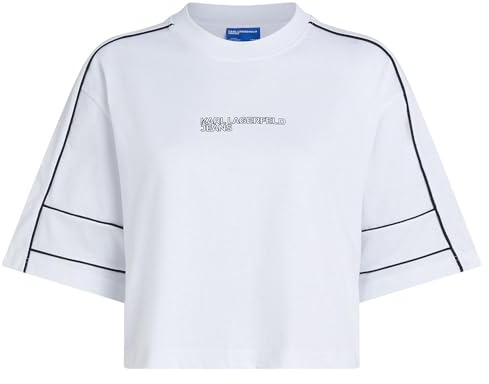 Karl Lagerfeld Jeans Mujer Relaxed Cropped Piping T-Shirt