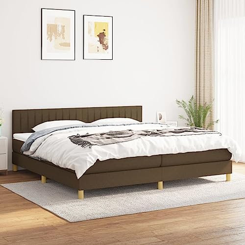 OHOOWOO Boxspringbett mit Matratze Dunkelbraun 200x200 cm Stoff,Erholsamer Schlaf: Modernes Boxspringbett mit verstellbarem Kopfteil und Taschenfederkernmatratze