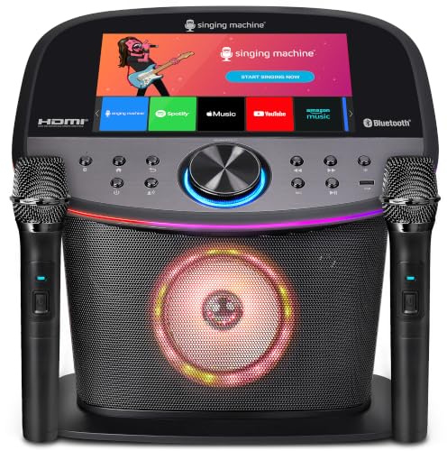 Singing Machine Karaoke Machine Screen, WiFi, Music Apps, 2 Microphones