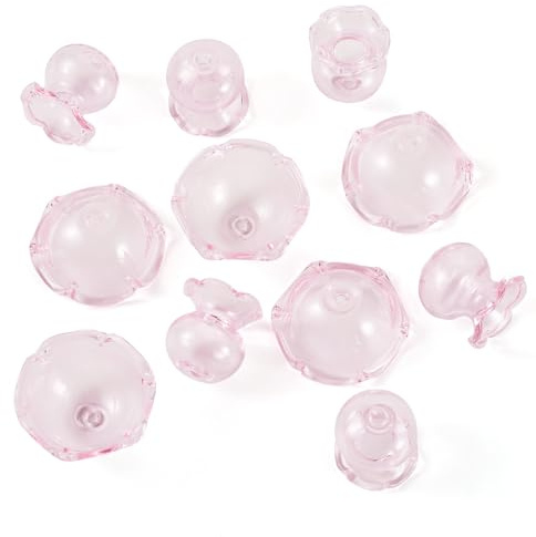 Craftdady 12 st genomskinliga glaspärlor kapslar manet glaspärlor kepsar klockblomma form distanspärlor för vindklockspel tillverkning gör-det-själv örhängen hantverk, rosa