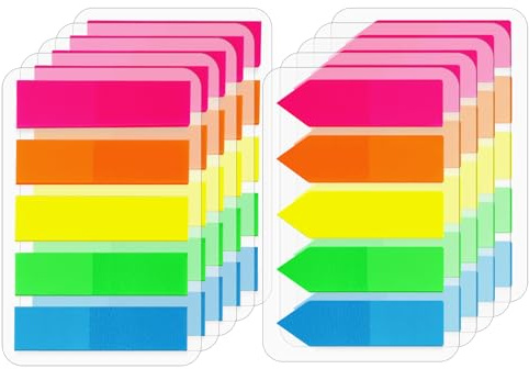 OWLKELA 1000Pcs Colored Sticky Tabs, Writable & Repositionable Book Tabs, Transparent Index Tab, Page Markers, Sticky Notes for Annotation, Classification, School, Office & Planning