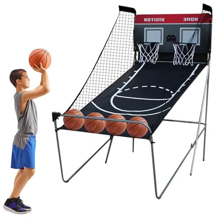 Canestro da basket elettronico con contapunti, macchina da basket Arcade per bambini e adulti, gioco per interni con 4 palline, per camera da letto, sala giochi