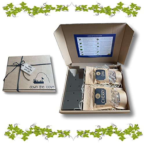 Down the Cove Stainless Steel BBQ Smoke Box - Smoker & Wood Chips Bundle/Kit for BBQ Food Smoking