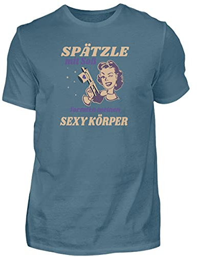 Spätzle avec sauce – Proverbes souabes – Schwaben Cadeaux – T-shirt pour homme, bleu pierre, S
