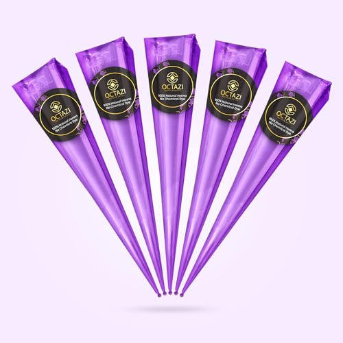 OCTAZI Henna Cones Brown Indian Mehendi Cones For Temporary Body Art Tattoo Mehindi All Natural Organic Herbal Pure Mehndi Henna Paste Cone For Festival, No Chemicals, No Dyes, Ready To Use (6 Cones)