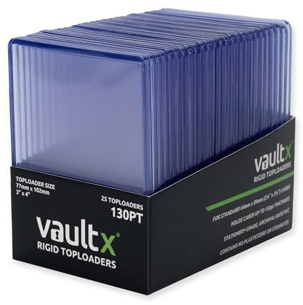 Vault X Toploaders 130pt, Trading Cards, Premium Extra Thick, 3 x 4 Seamless Rigid Card Holders, Hard Sleeves, Clear Protection for Collectible Card Games, Sports, TCG (25 Pack)