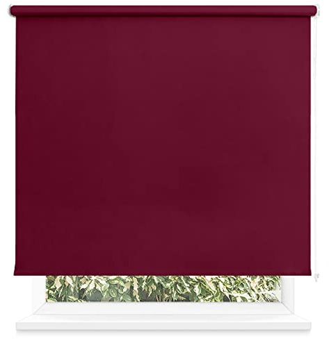 Estor Enrollable Opaco 80 x 200cm (Ancho x Largo), Blackout para Puertas y Ventanas, Medida de la Tela 75 x 195cm (Granate)