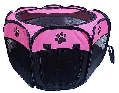Portable Pet Playpen,Foldable Dog Playpen for Dogs and Cats,Rabbits,Pet Exercise Pet Tents Indoor Outdoor Use (S(28.7 x 28.7 x 16), Rosered)