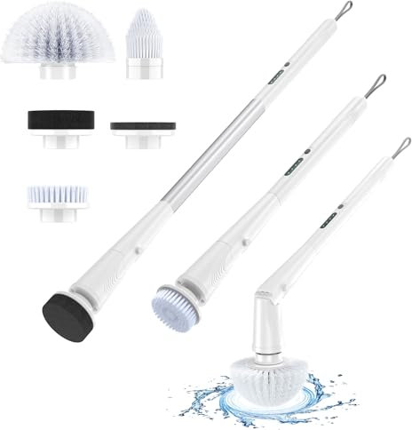 Ankway Elektrische Reinigungsbürste Haushalt: Bürste Reinigung mit Akku - Reinigungsbürste Elektrisch Bad - Schrubber Terrasse - Reinigungsbuerste Elektrisch Spin