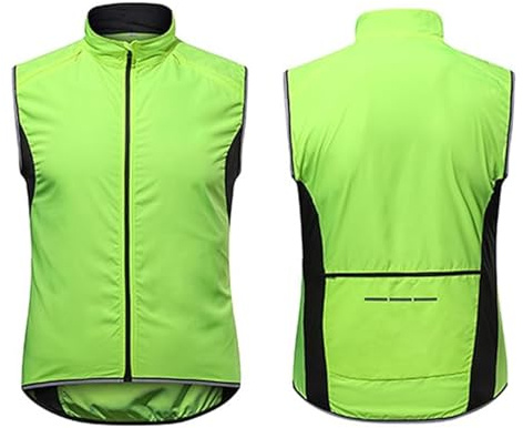 MYYLY Gilet Ciclismo Uomo Gilet Corsa Leggero Antivento Gilet di Sicurezza MTB Traspirante Impermeabile Giacca Senza Maniche Bicicletta Gilet da Ciclismo Termico,Green-5XL