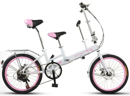 QXIWAOE Bicicleta de 20 Pulgadas, tándem para Madre e Hijo, Plegable, Freno de Disco, Valla, cinturón de Seguridad, Doble Tuerca, Bicicleta para niños