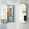 Gurexl Schmuckschrank mit Spiegel, Schmuckschrank Hängend LED Spiegelschrank Abschließbarer Wandspiegel zum Aufhängen der Wand Großer Stauraum für Schlafzimmer Blau