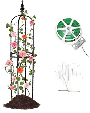 Trädgårdsspaljé för klätterväxter utomhus, Växtstöd för krukväxter klätterranka ros klematis grönsaksgurka, Trädgårdsobelisktorn 60cm 90cm 120cm 150cm 180cm(Svart,20x150cm)