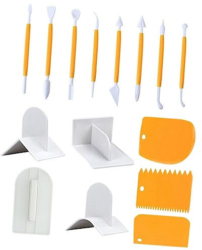JECOMPRIS 15 Pezzi Utensili per Decorare Torte Penne per Intaglio e Raschietti Fondant per Cake Design