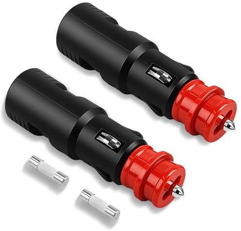 2 Pcs 12V-24V Allume Cigare Fiche Prise, Allume Cigare Adaptateur Mâle pour Allume-Cigare avec 10A Fusible, Universelle Connecteur de Prise Male pour Voiture Camion Bateau Camping Car Moto