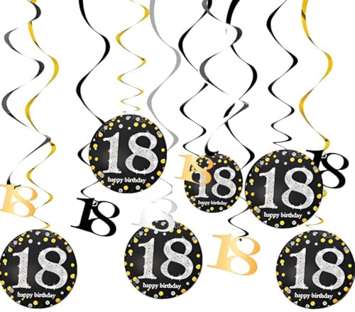 18° Compleanno Appendere Decorazioni Pendenti Spirale Turbinanti, Decorazioni per la festa del 18° compleanno, 12 Pezzi Decorazioni di compleanno sospese