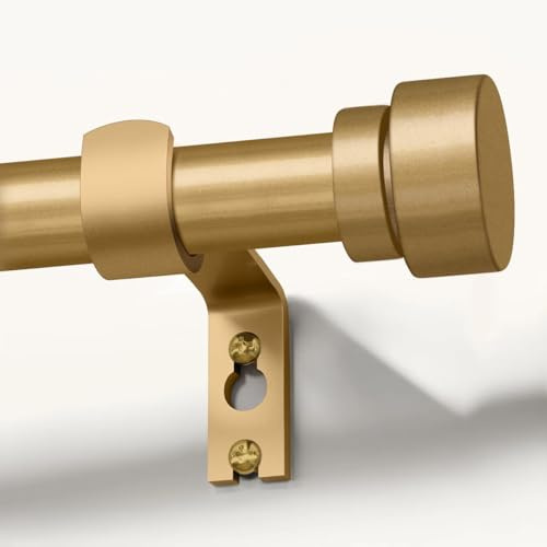 Gormena Gold Curtain Pole Extendable Metal 80-365cm for Eyelet Curtains | Matte Gold Heavy Duty Curtain Rod with Brackets Curtain Rail for Outdoor Bedroom Kitchen Living Room Easy Installation