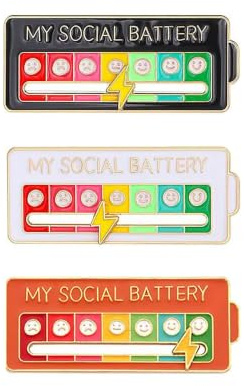 3PCS Social Battery Pin, My Social Battery Slider Pin