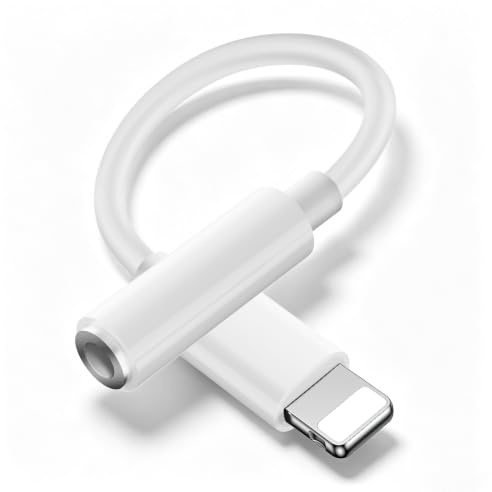 Ticenpe Adattatore da Lightning a jack da 3,5 mm con supporto telefonico, certificato MFi, adattatore da Lightning a AUX, adattatore per cuffie HiFi per iPhone 14/13/12/11/X/8/7/iPad
