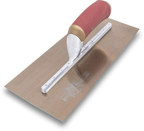 Llana alisadora PermaShape de Marshalltown, forma curva, de acero dorado, perfecta para yeseros y revocadores, dimensiones de la llana: 305x127 mm