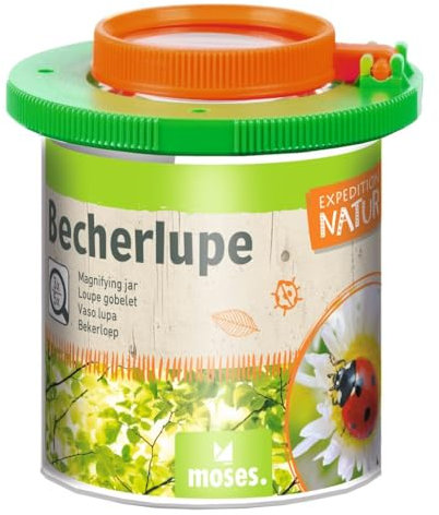 moses. Expedition Natur Becherlupe, Lupendose mit Lupendeckel für 3-Fach & 5-Fach Vergrößerung, Lupendose zur Beobachtung von Insekten, für Kinder
