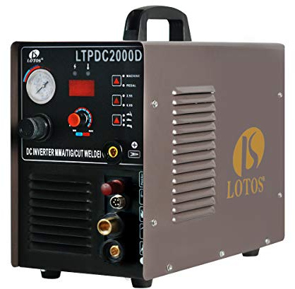 LOTOS LTPDC2000D 2024 Upgraded 3 in 1 Plasma Cutter TIG Sitck Welder Combo, 5/8 16mm Clean Cut 3/4 20mm Severance Cut 50A Non-Touch Pilot Arc Plasma Cutting Machine, 200A Tig & Stick Welder, Brown