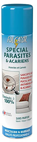 FULGATOR - Insecticide à large spectre SPÉCIAL PARASITES – 100% efficace contre sarcopte de la gale, acariens, punaises de lit, poux, puces, mites, anthrènes - Sans odeur - Fabriqué en France - 400 ml