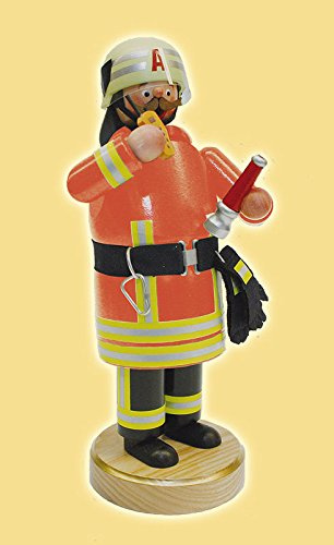 Räuchermann Feuerwehrmann orange Höhe= 22cm NEU Rauchen Rauchfigur Rauchmann Räucherfigur Räucherkerze Smoker Kerze Figur Mann Holz Seiffen Erzgebirge Holz Schnee Dekoration Weihnachten