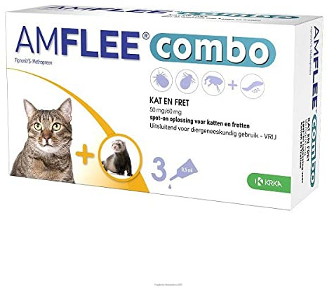 Krka Farmaceutici Milano Amflee Amflee Combo Spot-on Soluzione 3 Pipette 50 MG + 60 MG Gatti e Furetti